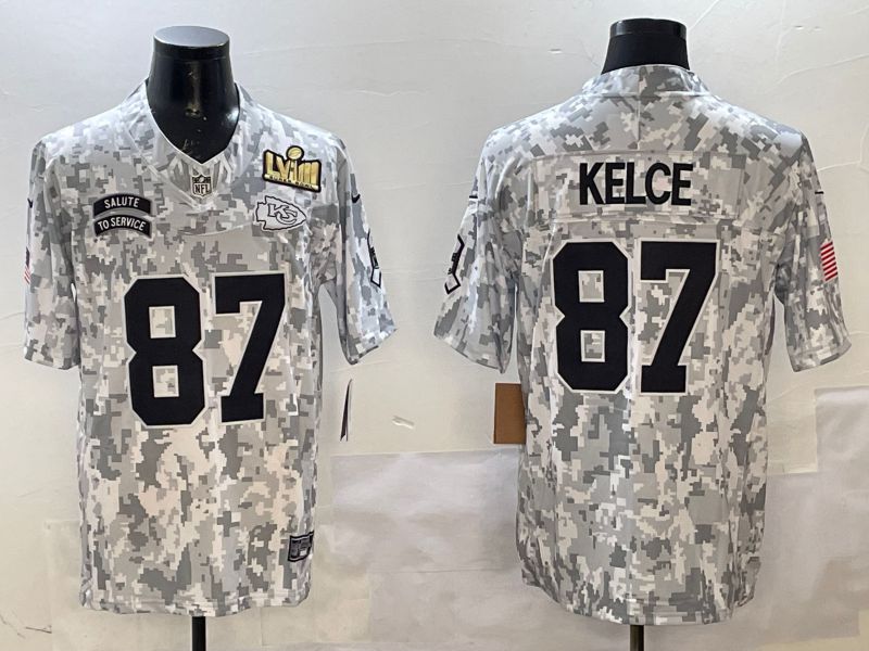 Men Kansas City Chiefs 87 Kelce Camo 2025 Nike Salute to Service Limited NFL Jersey style 1